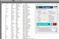 Auswahl von Trennzeichen, Dateityp und Bereich für den Export